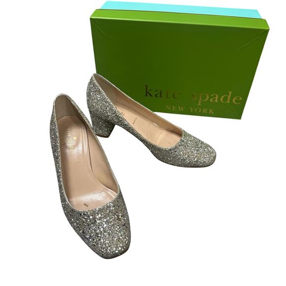 kate spade Shoes - Kate Spade Silver/Gold Glitter Dolores Heels